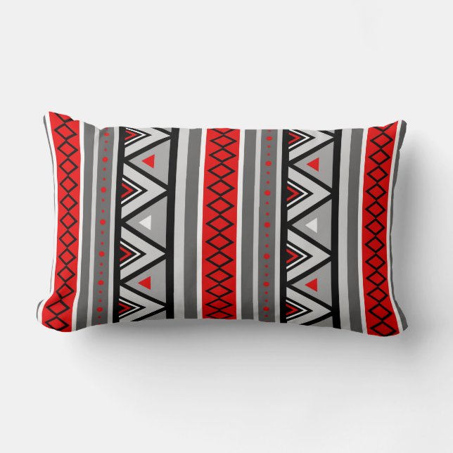 Modern Southwestern Geometric, Red & Grey/Grey Kussen (Voorkant)