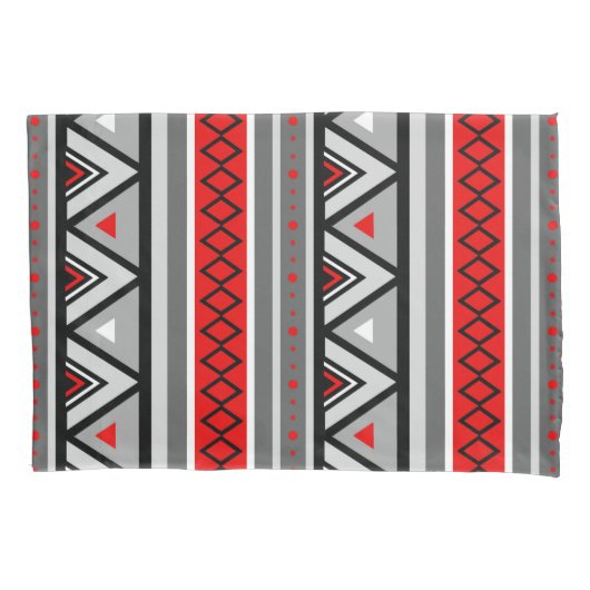 Modern Southwestern Geometric, Red & Grey/Grey Kussensloop (Voorkant)