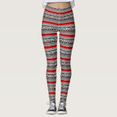 Modern Southwestern Geometric, Red & Grey/Grey Leggings (Voorkant)