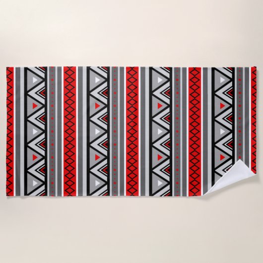 Modern Southwestern Geometric, Red & Grey/Grey Strandlaken (Voorkant)