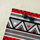 Modern Southwestern Geometric, Red & Grey/Grey Strandlaken (In situ)