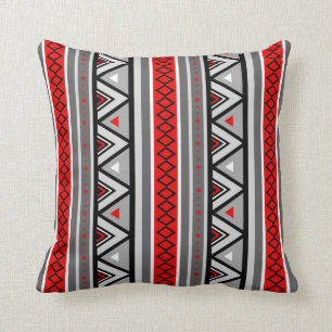 Modern Southwestern Geometric, Red & Grey/Grey T Kussen