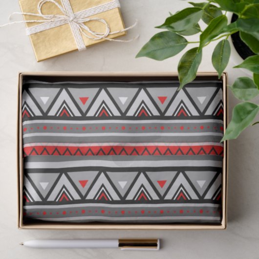 Modern Southwestern Geometric, Red & Grey/Grey Tissuepapier (Geschenk)