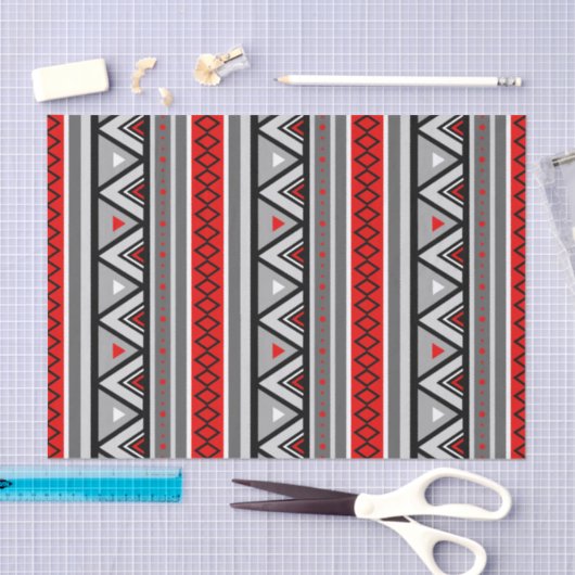 Modern Southwestern Geometric, Red & Grey/Grey Tissuepapier (Craft)