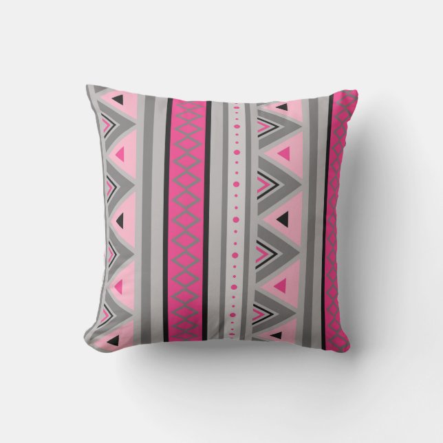 Modern Southwestern Geometric, Roze and Grey Buitenkussen (Voorkant)