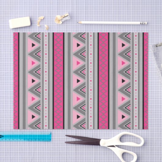 Modern Southwestern Geometric, Roze and Grey Tissuepapier (Craft)