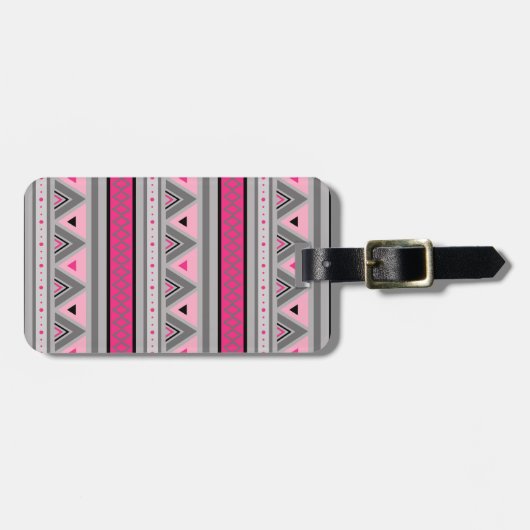 Modern Southwestern Geometric, Roze en Gray Bagagelabel (Voorkant horizontaal)