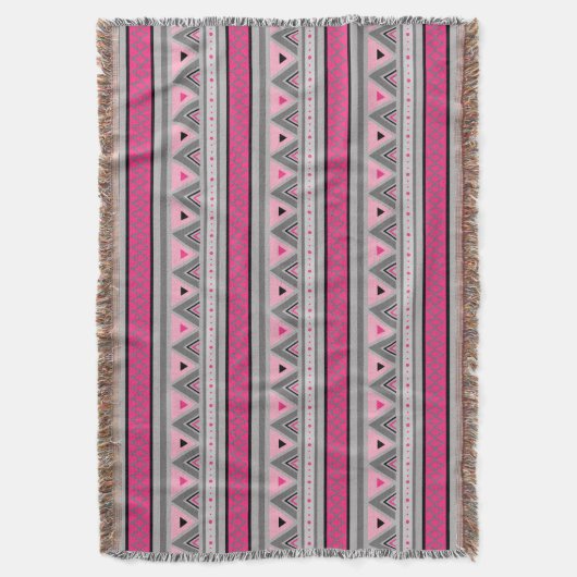 Modern Southwestern Geometric, Roze & Gray / Grijs Deken (Voorkant Verticaal)