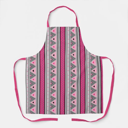 Modern Southwestern Geometric, Roze & Gray / Grijs Schort (Voorkant)