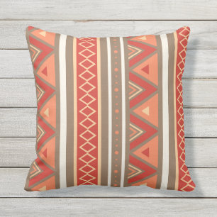 Modern Southwestern Geometric, Taupe & Oranje Buitenkussen