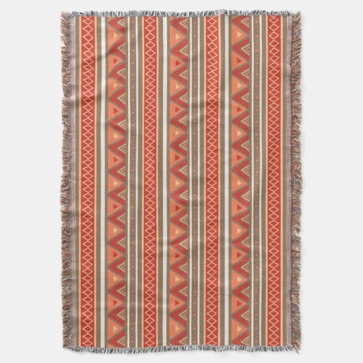 Modern Southwestern Geometric, Taupe & Oranje Deken (Voorkant Verticaal)