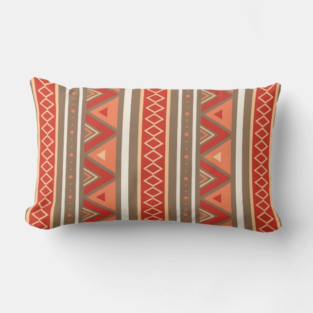Modern Southwestern Geometric, Taupe & Oranje Kussen (Voorkant)
