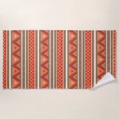 Modern Southwestern Geometric, Taupe & Oranje Strandlaken (Voorkant)