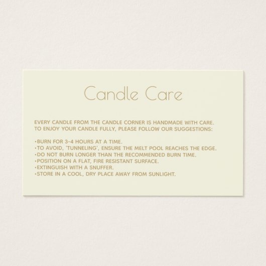 Modern Soy Candle Care Kaart met Logo (Voorkant)