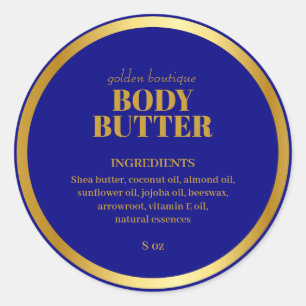 Modern SPA Product Ingredients Blue Gold Ronde Sticker