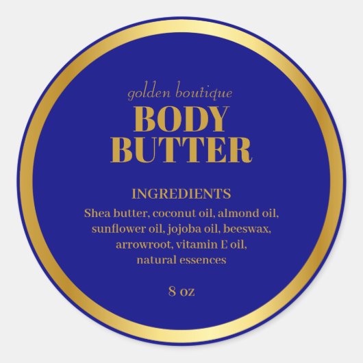 Modern SPA Product Ingredients Blue Gold Ronde Sticker (Voorkant)