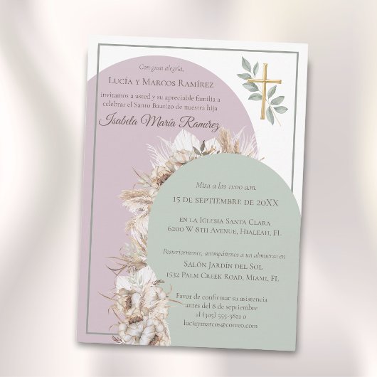 Modern Spaans doop pampa gras bautizo Kaart