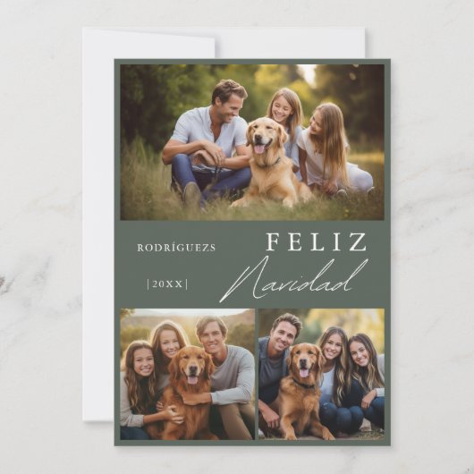 Modern Spaans Feliz Navidad Foto Kerstmis Feestdagenkaart (Voorkant)
