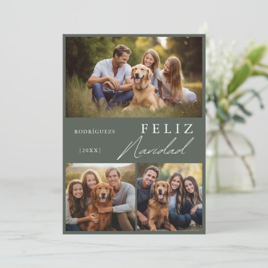 Modern Spaans Feliz Navidad Foto Kerstmis Feestdagenkaart (Staand voorkant)