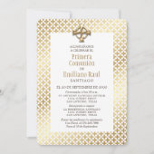 Modern Spaans Goud Eerste Communie Uitnodiging (Voorkant)