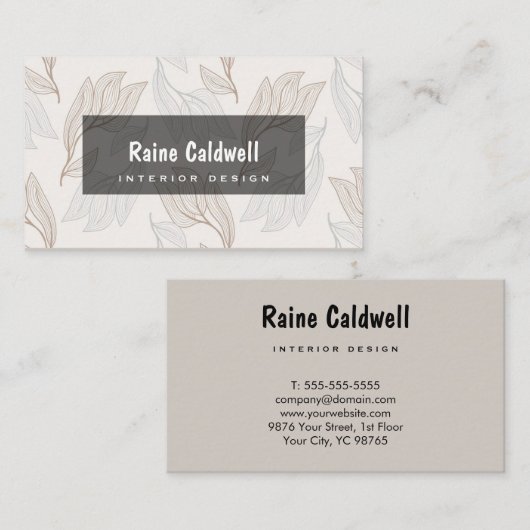 Modern Space Designer laat esthetiek achter. Visitekaartje (Voorkant / Achterkant)