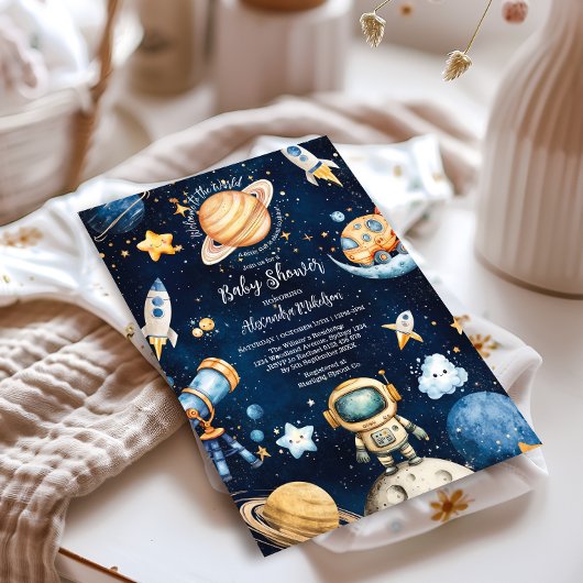 Modern Space Outer Galaxy Baby shower Kaart