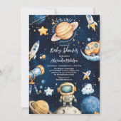 Modern Space Outer Galaxy Baby shower Kaart (Voorkant)