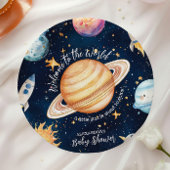 Modern Space Outer Galaxy Baby shower Papieren Bordje