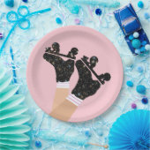 Modern Space Roller Schaatsen Derby Pink Party Papieren Bordje (Feest)