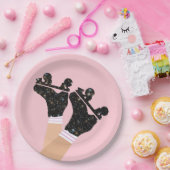 Modern Space Roller Schaatsen Derby Pink Party Papieren Bordje (Feest)