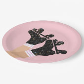 Modern Space Roller Schaatsen Derby Pink Party Papieren Bordje (Gekanteld)