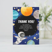 Modern Space verjaardagsfeestje bedankt kaart (Staand voorkant)