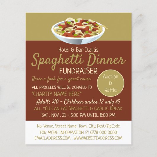 Modern Spaghetti Dinner Fundraiser Event Flyer (Voorkant)