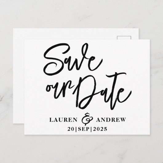 Modern Sparen de Briefkaart van de Datum van het Z (Voorkant / Achterkant)