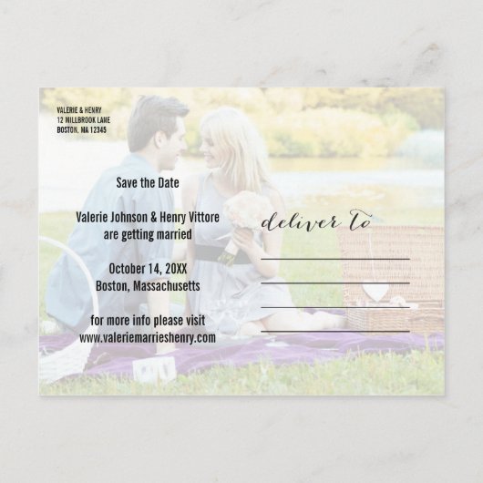 Modern sparen de Collage van de Foto van de Datum Aankondigingskaart (Achterkant)