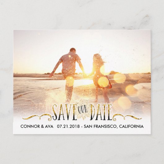 Modern sparen de Datum Aankondigingskaart (Voorkant)