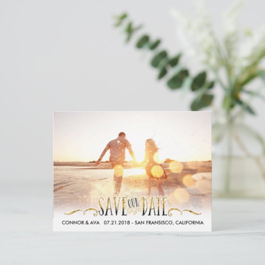 Modern sparen de Datum Aankondigingskaart (Staand voorkant)