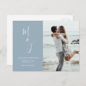 Modern sparen de Datum Blauw van de Powder Aankondigingskaart (Voorkant / Achterkant)