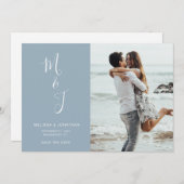 Modern sparen de Datum Blauw van de Powder Save The Date (Voorkant / Achterkant)