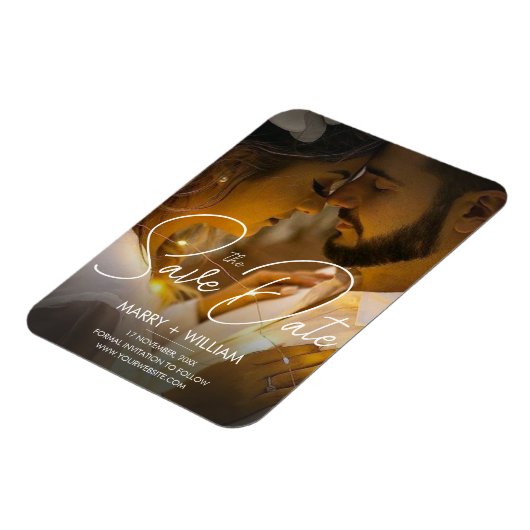 Modern sparen de datum bruiloft elegante herfst fo magneet (Linkerzijde)