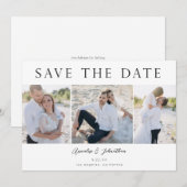 Modern sparen de Datum Drie Foto V2 Kaart (Voorkant / Achterkant)