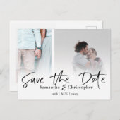 Modern sparen de Datum Elegant de Collage van de F Aankondigingskaart (Voorkant / Achterkant)