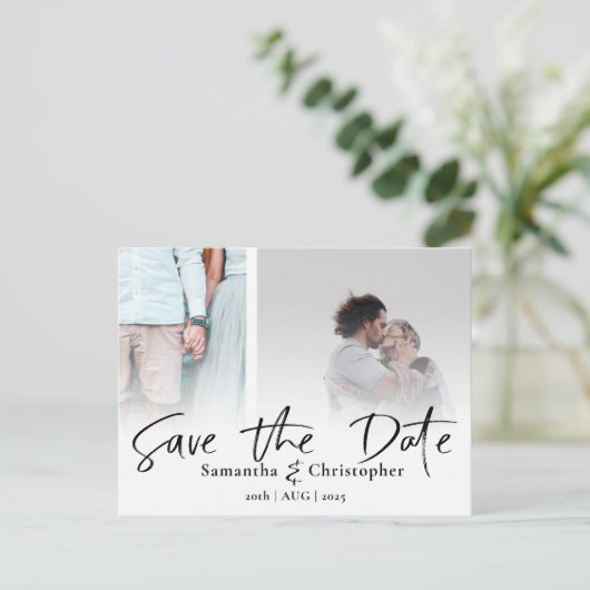 Modern sparen de Datum Elegant de Collage van de F Aankondigingskaart (Staand voorkant)