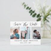 Modern sparen de Datum Elegant de Collage van de F Aankondigingskaart (Staand voorkant)