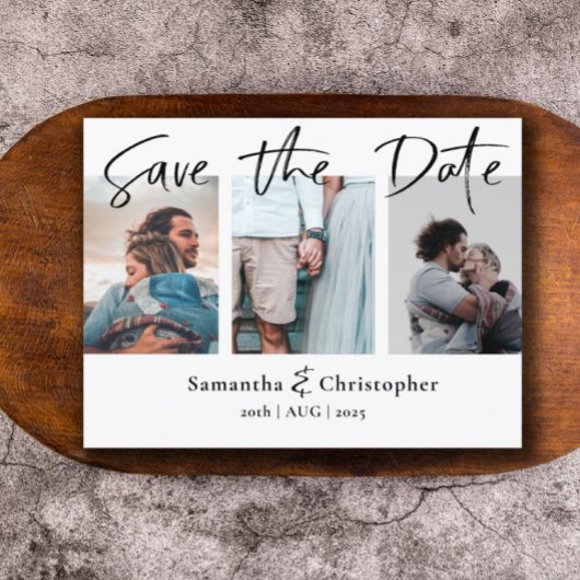 Modern sparen de Datum Elegant de Collage van de F Aankondigingskaart