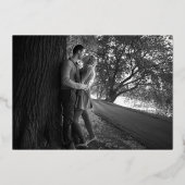 Modern Sparen de Datum Gold Handwrited Foto Folie Uitnodiging (Achterkant)