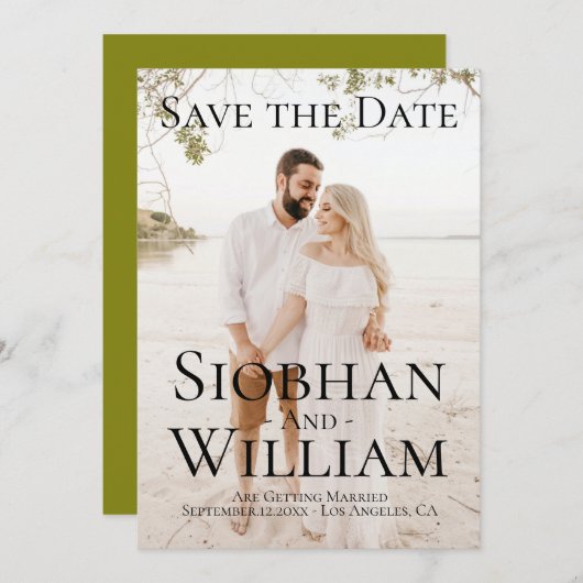 Modern sparen de Datum Persoonlijke Foto Kaart (Voorkant / Achterkant)