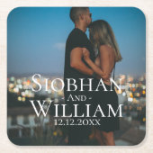 Modern sparen de Datum Persoonlijke Foto Kartonnen Onderzetters (Voorkant)