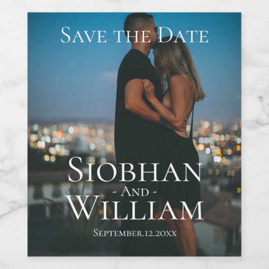 Modern sparen de Datum Persoonlijke Foto Wijn Etiket (Enkel label)