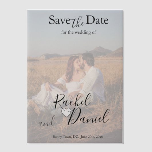 Modern sparen de Datum Vellum Uitnodigingen (Voorkant)